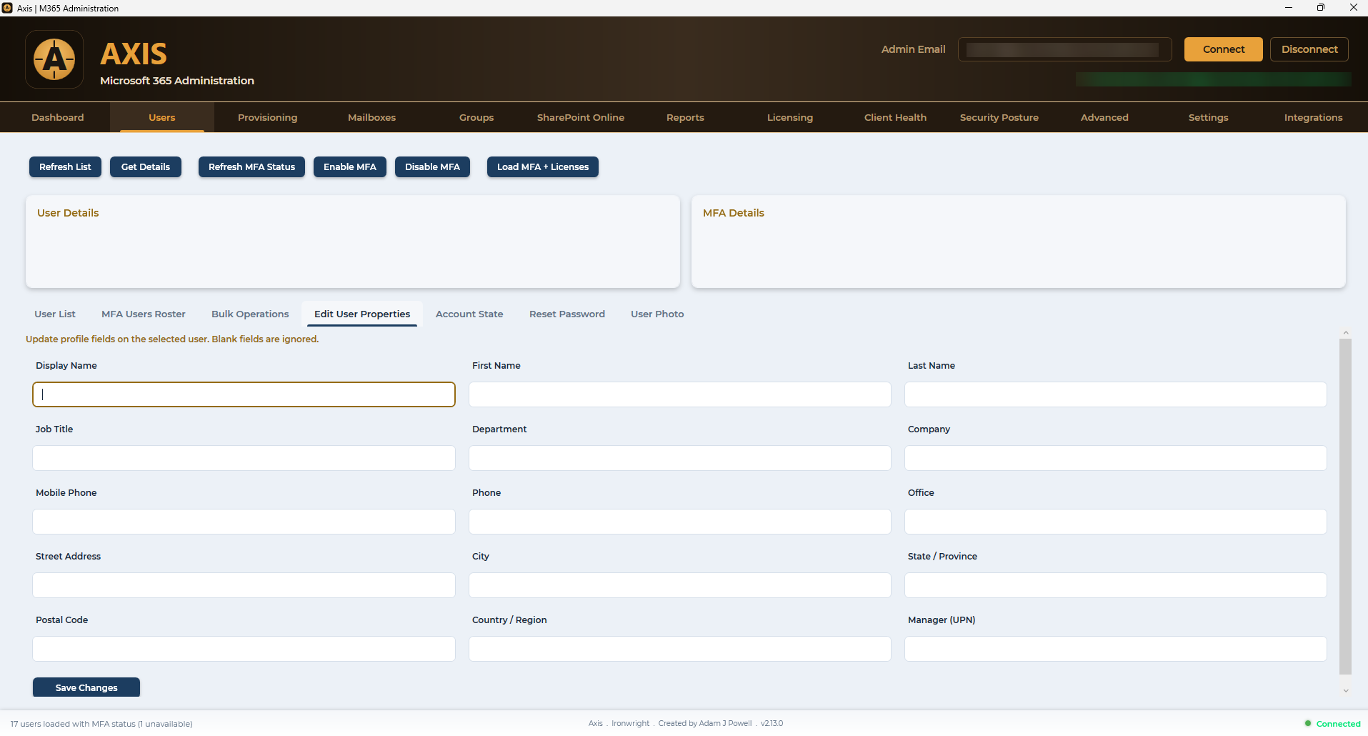 Users · Edit User Properties