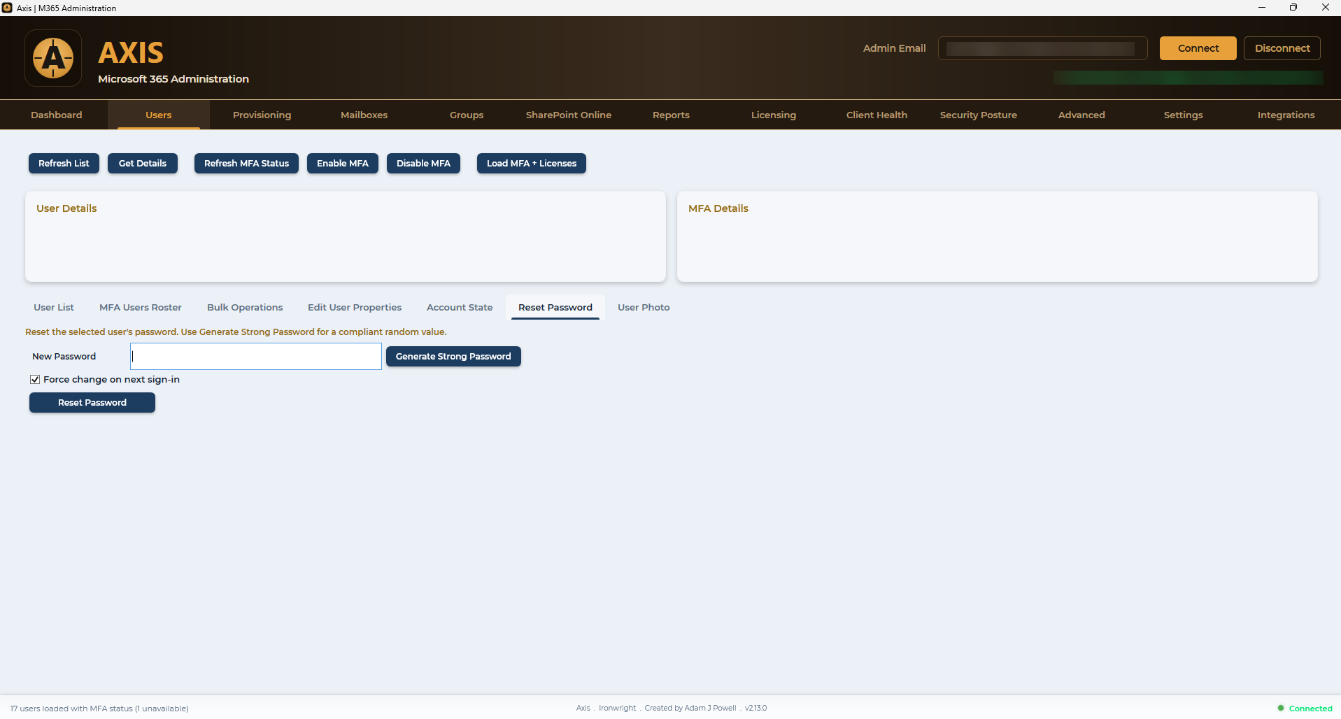 Users · Reset Password