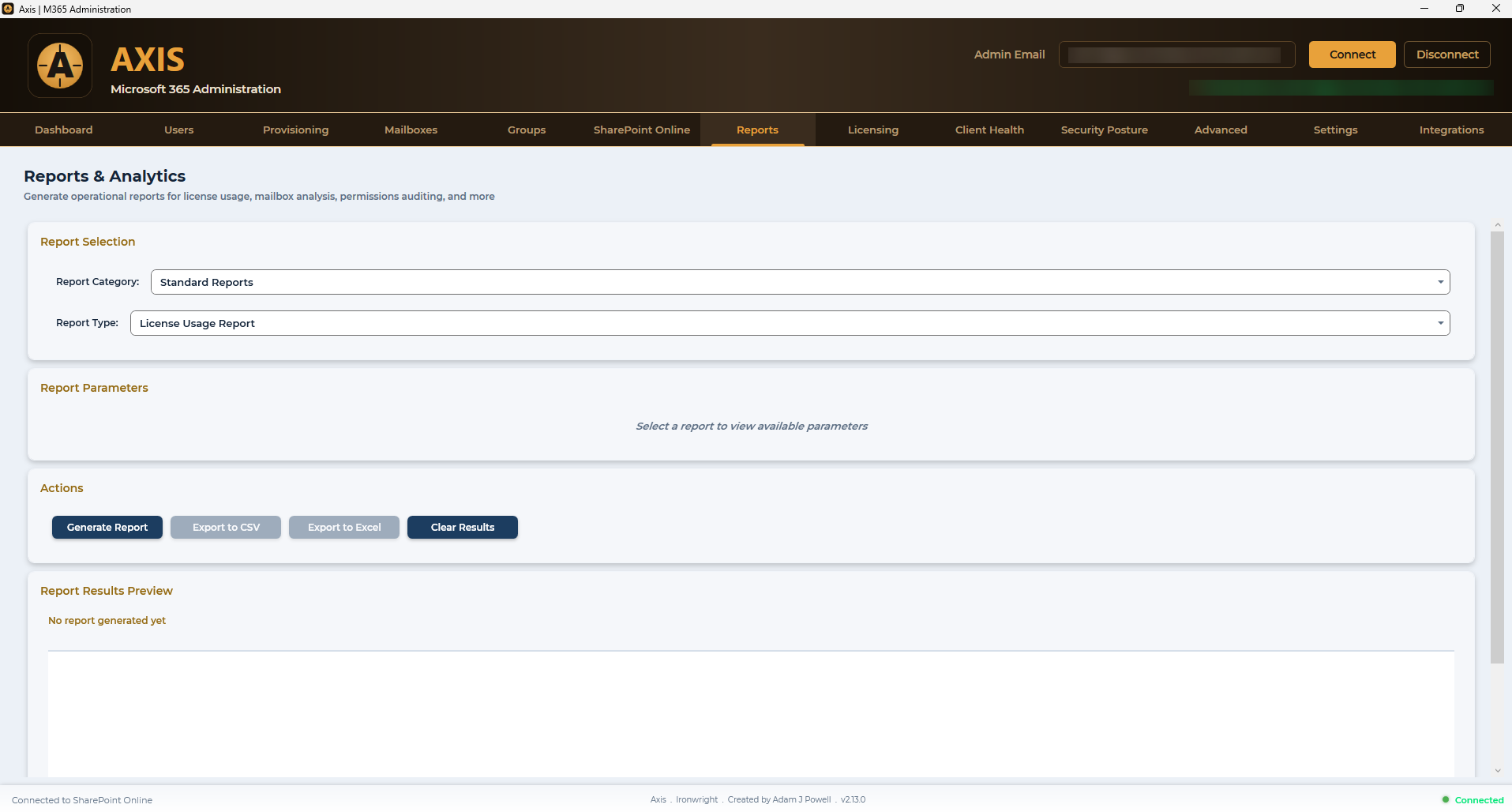 Reports · Report Selection