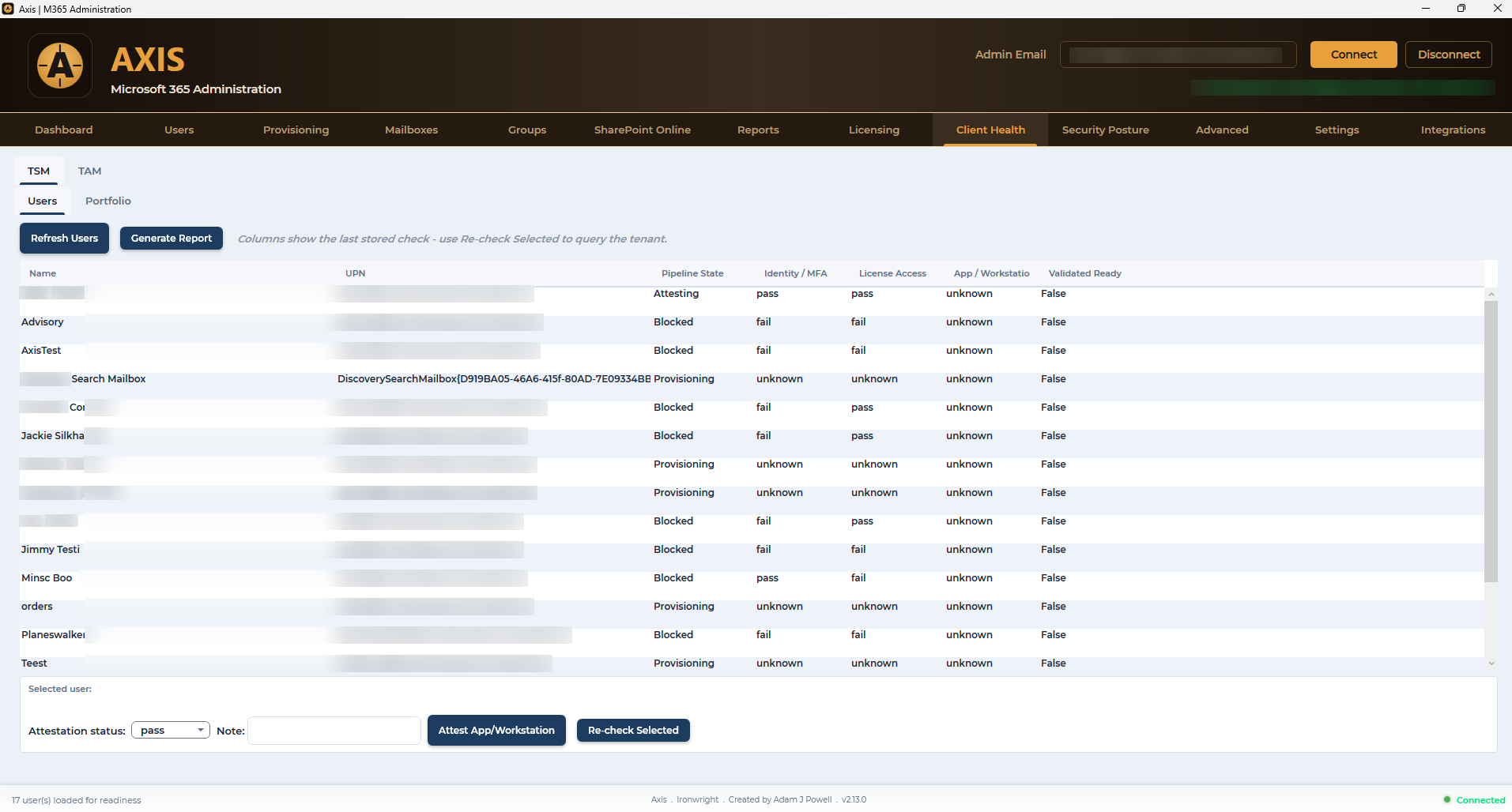 Client Health · TSM Readiness
